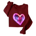 thumbnail image 4 of mihongmao Plus Size Valentine Shirts for Women Round Neck Lover's Print Hoodie Long Sleeved Hoodie Long Sleeved Round Neck Top/shirt Wine XL, 4 of 6