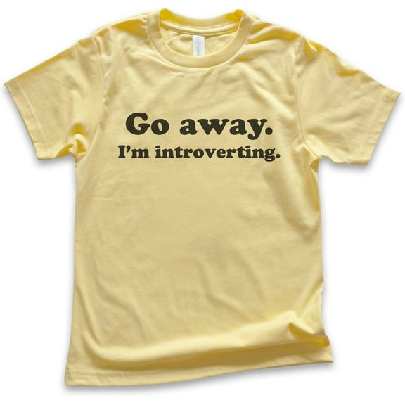 Kids Go Away I'm Introverting T-shirt, Youth Kids Boy Girl T-Shirt, Awkward Shirt, Introvert Shirt, Yellow, Medium