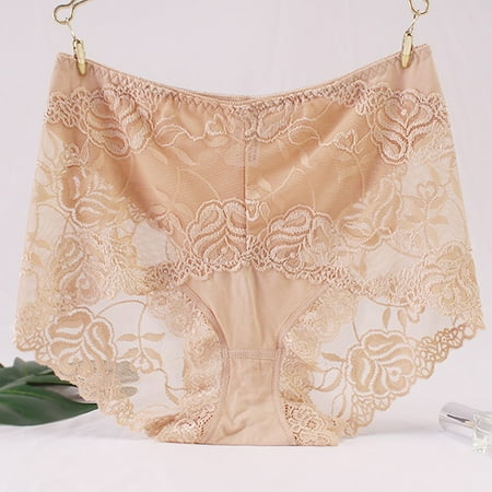 

Womens Underwear Ladies Transparent Lace Panties Big Size Cotton Hollow Breathable Quality Underwear For Women Black Xl