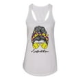 thumbnail image 3 of Messy Bun Softball Mom Life Game Day Vibes Sports Lover | Mother's Day Sports Ladies Racerback Sleeveless Top, White, XL, 3 of 5