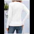 thumbnail image 4 of Camisetas de Larga para Mujer, Blusa Informal Holgada de Punto Acanalado con Cuello Redondo, Jersey de Moda para Otoño. M, 4 of 7