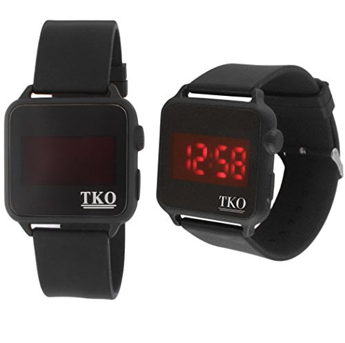 Faceless Touch Screen LED Digital Black Square Case Rubber Sports Cool Easy to Read Big Number Watch