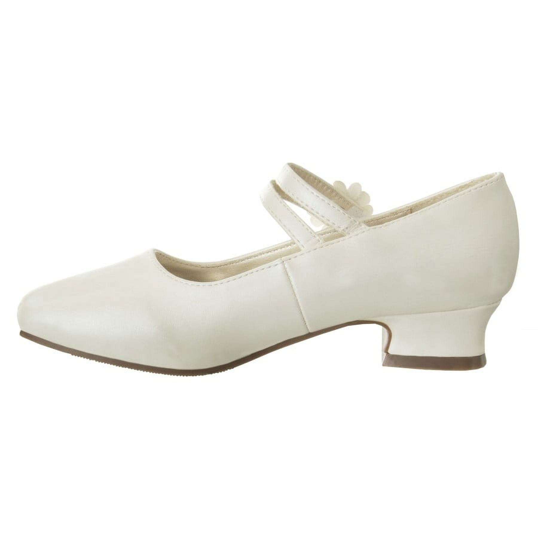 Josmo Girls Flower Mary Jane Dress Shoes. (Little Kids Big Kids)., Beige Pearl, 12
