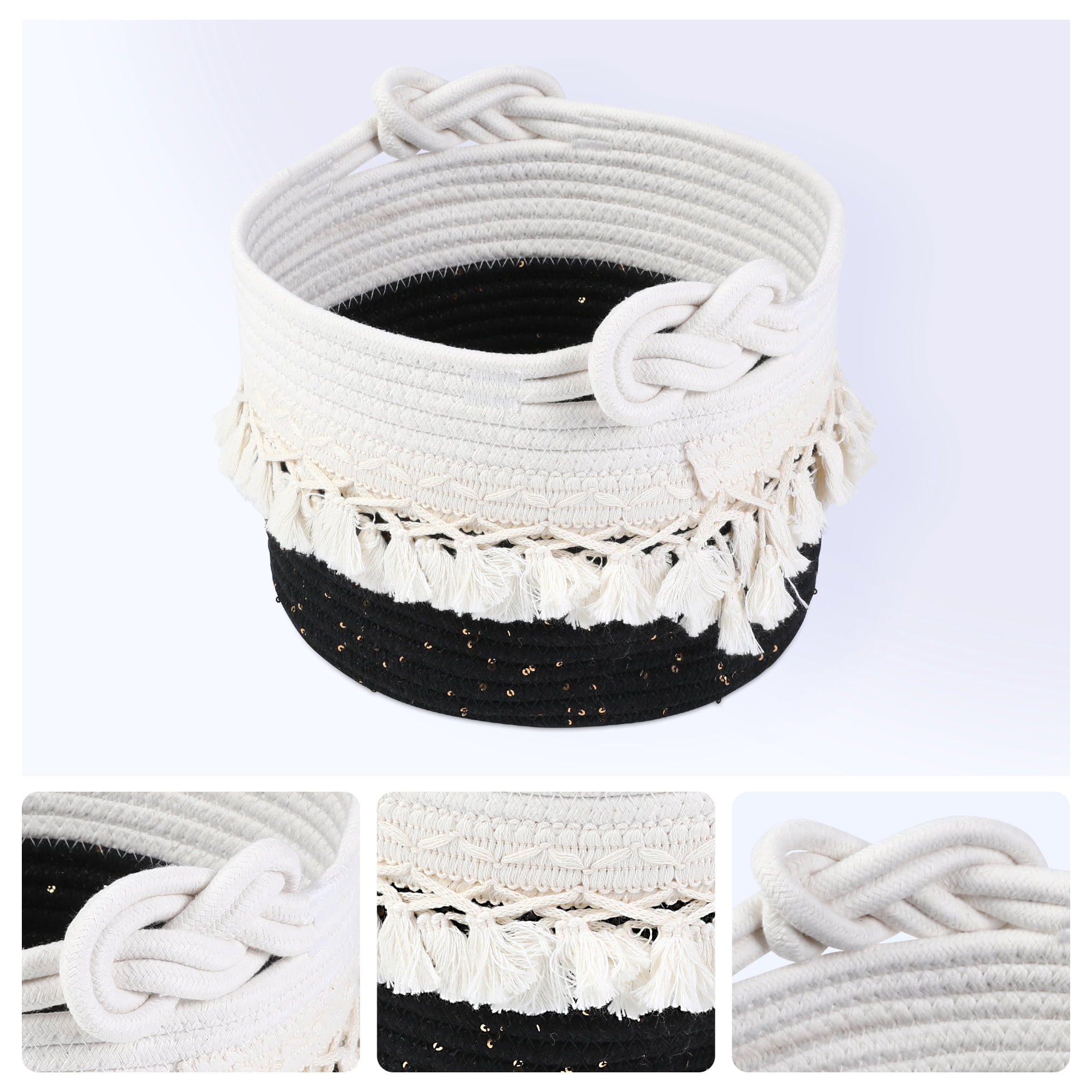 Unique Bargains Woven Storage Basket Shelf Closet Storage Bin Black 9.4*6.7in