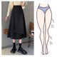 thumbnail image 4 of Falda de corte A para mujer de talla grande, diseño drapeado de cintura alta, adelgazante, de longitud media, para otoño/invierno, falda no regular de talla grande, 4 of 5