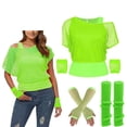 thumbnail image 5 of Atuendo de los años 80 para mujer, disfraz de fiesta de los años 80, conjunto de guantes y camiseta de malla de neón retro para mujer, accesorios elegantes para disfraces de fiesta de los años 80, 5 of 5