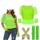 thumbnail image 5 of Traje de los años 80 para mujer, traje de graduación de los años 80, camiseta Retro de malla de neón, conjunto de guantes, accesorios de vestir para fiesta de los años 80, 5 of 5