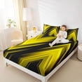 thumbnail image 4 of Homewish Modern Geometric Stripe Queen Sheet Sets.Abstract Waves Lines Flat Sheet,Yellow Black Queen Fitted Sheet For Boys Kids,Microfiber Bedroom Decor,4 Pieces, 4 of 7