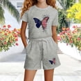 thumbnail image 5 of Vornjynx Girls Outfit Sets Short Sleeve Graphic T-Shirt and Elastic Waist Shorts 2-Piece Summer Casual Cute Clothes Gray Size 5-6T, 5 of 6