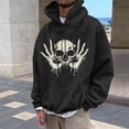 thumbnail image 2 of Glisme Halloween Hoodies For Men Simple Skull Print Long Sleeve Fall Season Tops Men Loose Fit Sweatshirts Size L, 2 of 6