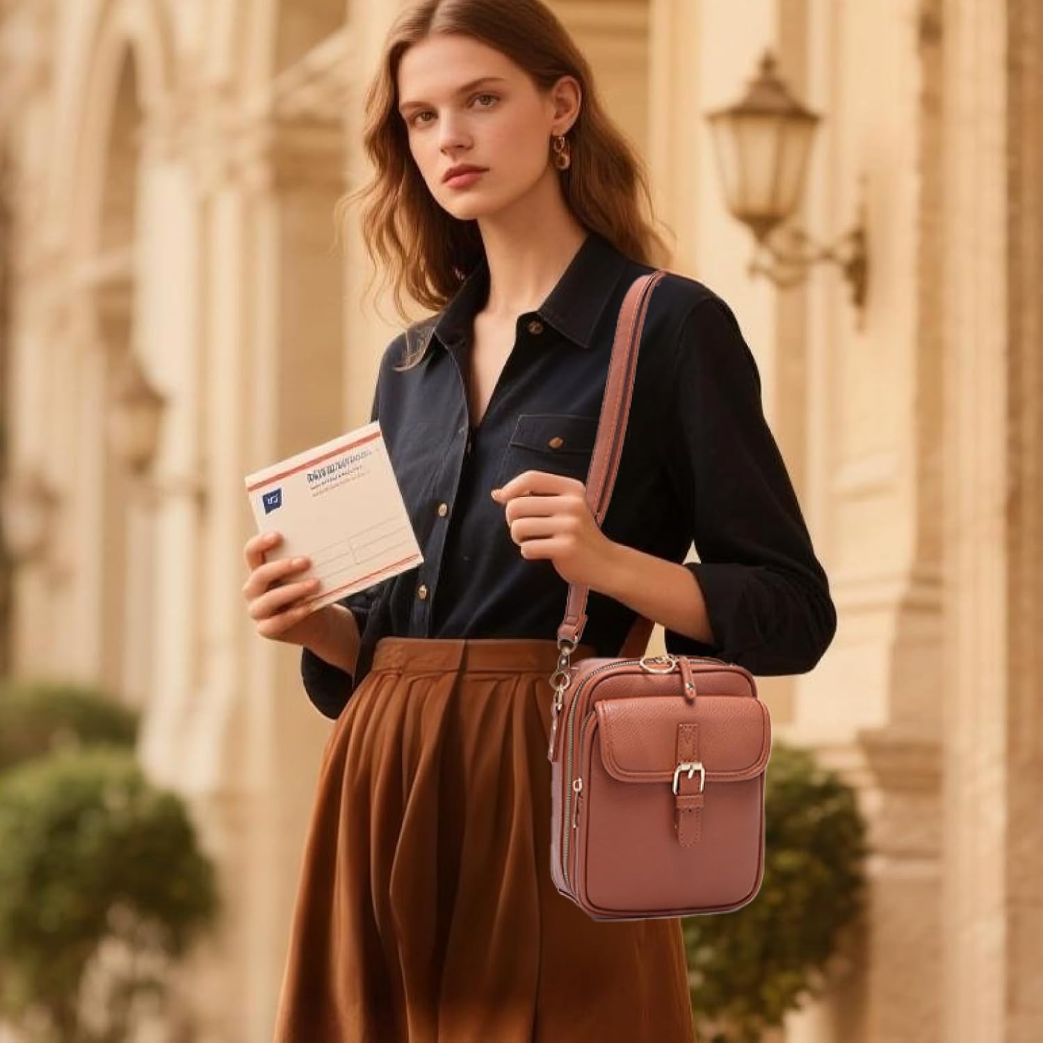 Leather Crossbody Bags for Women Anti-Theft Vegan Purse with Card Slots, Travel Shoulder Bag, Waterproof Crossbody Purse
