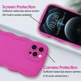 thumbnail image 2 of Case for iPhone 12 Pro Max Case Wave, Curly Frame Design for Women Girls, Cute Wavy Solid Color Aesthetic Phone Case Soft Flexible TPU Shockproof Full-Body Protective Case Cover 6.7" - Rose Red, 2 of 12