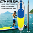 thumbnail image 3 of Blue Water Toys Portable Inflatable Stand Up Paddle Board Kit with Pump, Backpack, Coil Leash, and Repair Kit, SUP 350 Pound Limit, 11 Feet by 34 Inches, 3 of 10
