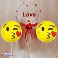 thumbnail image 6 of PMU Smiley Face Balloons 9 inch Pre-Inflated Emoji Smile Balloon with Stick and Fringe Ribbons Smiley Happy Face Decoration for Birthday Wedding Anniversary Bachelorette (Smile Blowing Kiss), 6 of 6