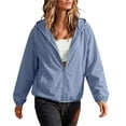 thumbnail image 3 of SAWOBUUN Womens Hooded Waterproof Windbreaker Zip Up Jacket Long Sleeve Casual Lightweight Outdoor Coat with Pockets, 3 of 9