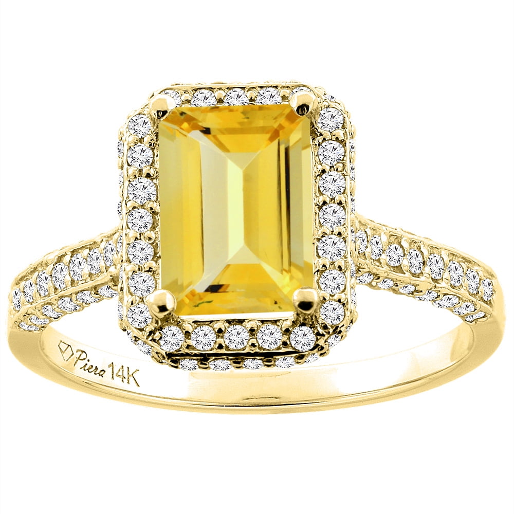14K Yellow Gold Natural Citrine Engagement Ring Octagon 8x6 mm, size 5 by Gabriella Gold