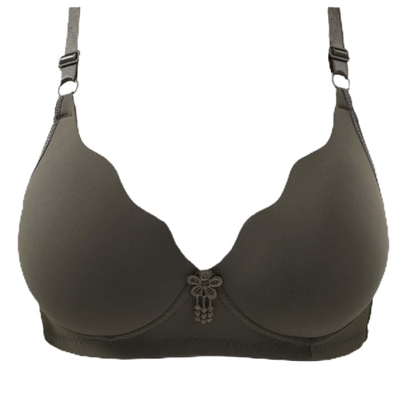 Lumtrix Scalloped Lift Bras Women Soft Jelly Push Up Wireless Bra Supportive V Neck No Underwire Seamless Tshirt Bralettes Gray 42