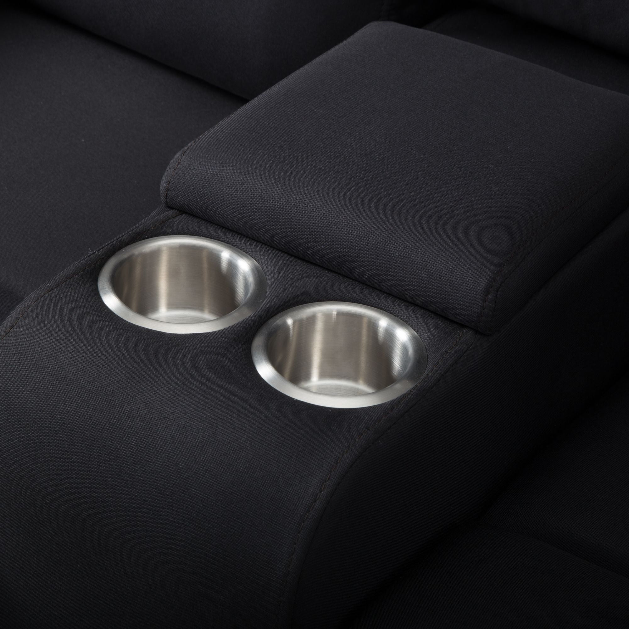 Aukfa 59.4" Recliner Loveseat, Manual Recling Sofa with Storage Console and Cup Holder for Living Room, Black