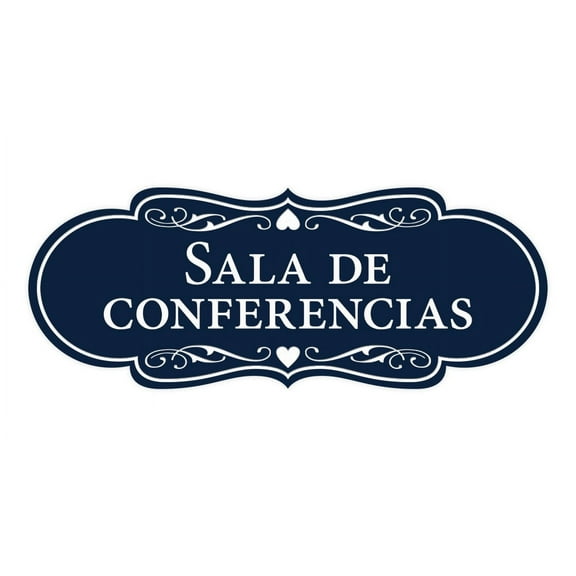 Designer Spanish Sala de conferencias Sign (Navy Blue / White) - Large