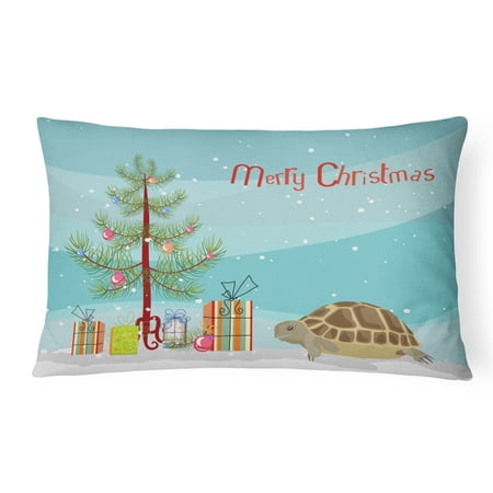 Carolines Treasures CK4542PW1216 Turtle Merry Christmas Canvas Fabric Decorative Pillow 12H x16W multicolor