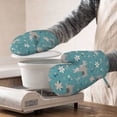 thumbnail image 3 of Gaeub Teal Mama Llama Print Oven Mitts and Potholders BBQ Gloves,Oven Mitts with Silicone, Non-Slip Cooking Gloves for Cooking Baking Grilling (2 Count), 3 of 6