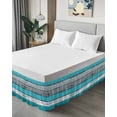 thumbnail image 4 of Blue Grey Stripes Bed Skirt Vintage Coastal Style Wood Texture Bed Skirts Queen Size 16 Inch Drop, Wrap Around Dust Ruffle&nbsp;Bedskirt with Adjustable Elastic Belt for Queen Size Beds, 4 of 7