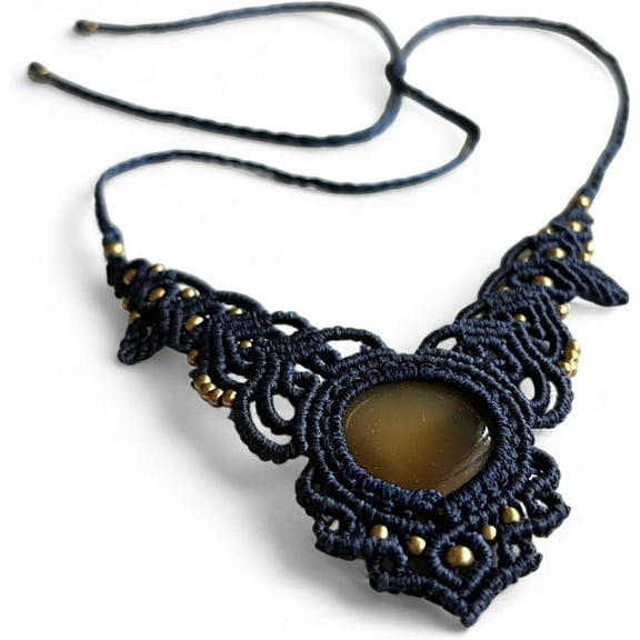 AYANA Carnelian Handmade Macrame Necklace for Women | Adjustable Healing Crystal Pendant | Handcrafted Bohemian Macramé Jewelry with Ethically Sourced Gemstones | Women's Traditional Ethnic Jewelry