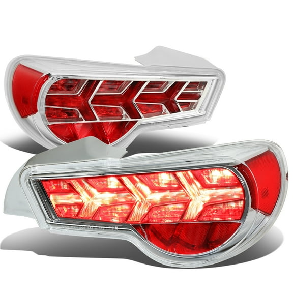 DNA Motoring TL-LED-FED-5 For 2013 to 2017 FRS / BRZ / 86 Pair of LED Arrow Sequential Tail Light (Chrome Housing / Clear Lens / Red Signal)