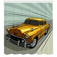 thumbnail image 3 of Ambesonne Cars Shower Curtain, Yellow Vehicle Speeding, 69"Wx70"L, Reseda Green Yellow Grey, 3 of 3