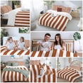 thumbnail image 5 of 3 Piece Burnt Orange Stripe Duvet Cover Set Full Size, Microfiber Comforter/Quilt Cover with Corner Ties and 2 Pillowcases, Farmhouse Striped Abstract Art All Season Soft Bedding with Zipper Closure, 5 of 8