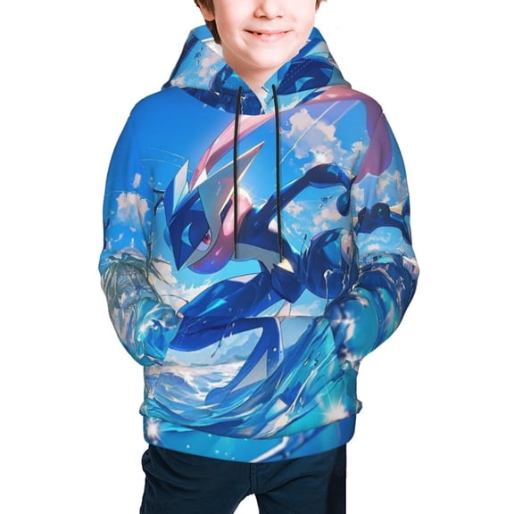 Youth Rare Greninja Hoodies 3D Print Pullover Hooded Sweatshirt With Pocket For Boys Girls Teen Small