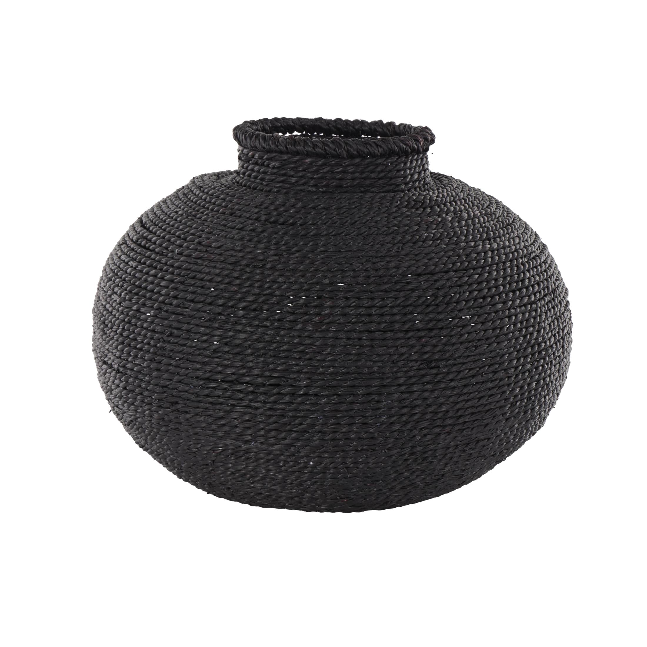 DecMode 11" Handmade Wrapped Pot Black Metal Vase