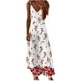 thumbnail image 1 of PENGXIANG Robes d'Été Décontractées Maxi Robe Mode Imprimée Col en V Sans Manches Bretelles Robe Longue, 1 of 4