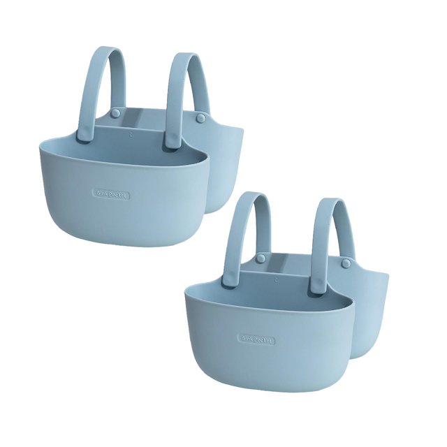 Oleegame 2PC Shower Soap Dish With Hook Double Layer Kitchen Sink Storage Hanging Bag Home Multis Function Faucet Debris Storage