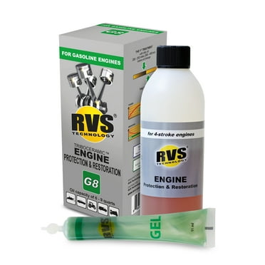 RVS Technology G8 Engine Treatment. For Gasoline Engines with an Oil Capacity up to 9 quarts. Restore and Protect Your Engine, Save Fuel, Increase Power. Safe for All Engines.