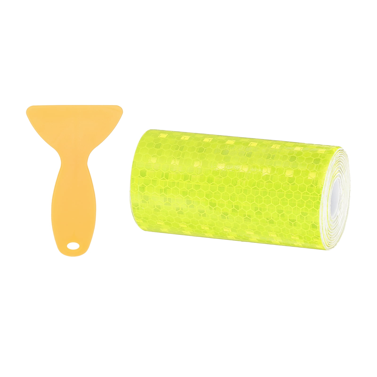 Uxcell Reflective Tape, (4 Inch x 16 Ft, Bright Yellow) (1 Roll), Waterproof Self Adhesive Safety Warning Stickers Outdoor Night Reflector Tape with Scraper, Suit for - Truck/Trailer/Car