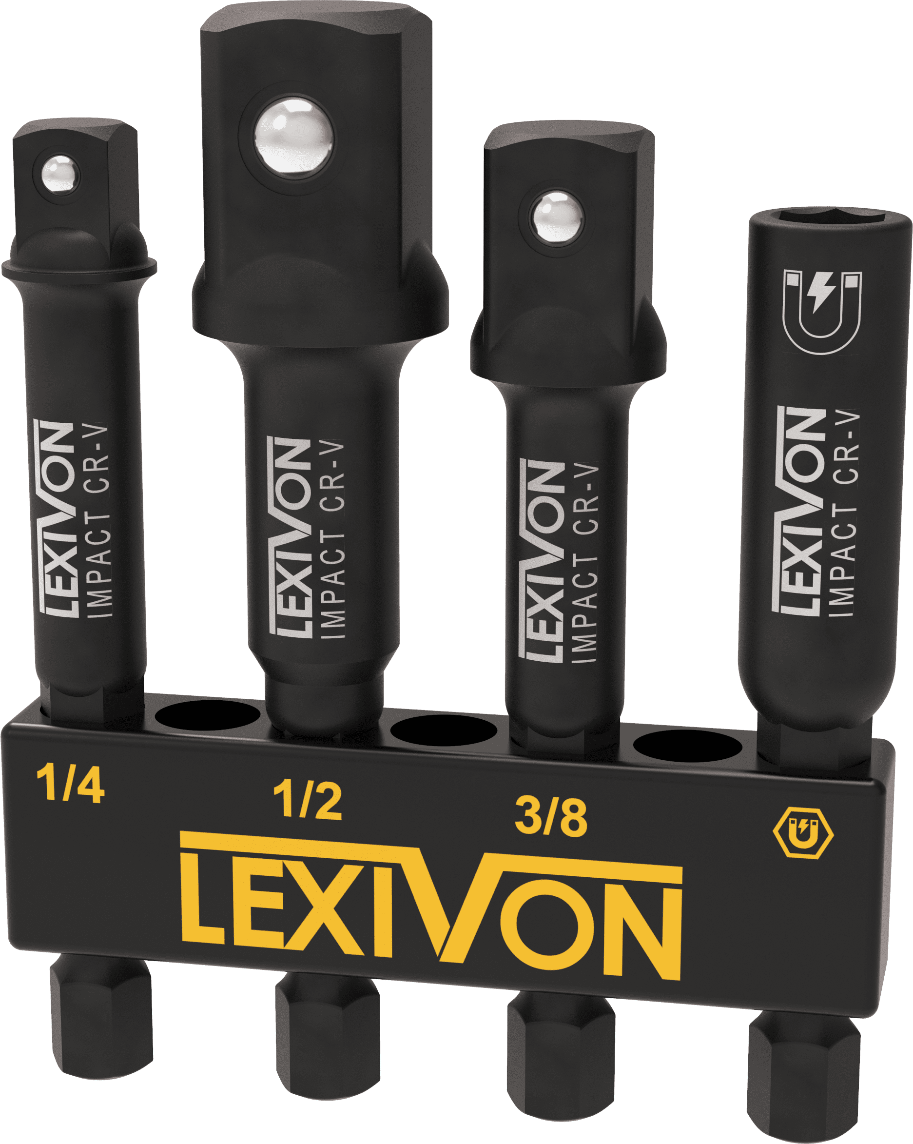 LEXIVON Impact Socket Adapter & Bit Holder Set 4 Pieces of 1