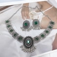 thumbnail image 5 of Vintage Austrian Crystal Kundan Necklace Earrings Jewelry Set for Women Bride Indian Traditional Bollywood Statement Choker Punk Pendent Necklaces Stud Tassel Dangling for Wedding Party Prom, 5 of 12