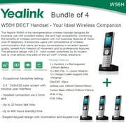 Yealink W56H Bundle of 4 IP DECT VoIP Phone Handset, HD Voice, Quick Charge