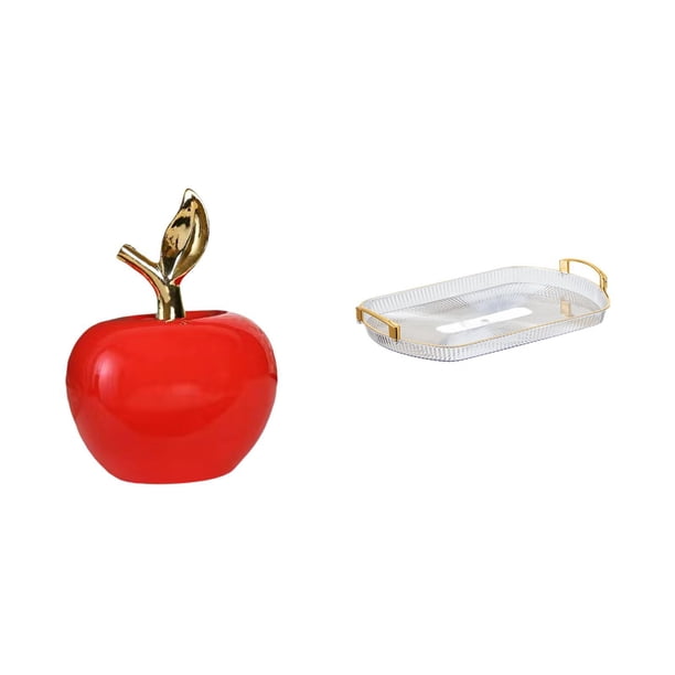 Adorno De Escultura De Fruta De Cerámica Y Bandeja De Tocador Rectangular Nórdica Para El Hogar, La Oficina, La Cafetería, La Sala De Estudio, La Decoración Navideña Y El Almacenamiento De