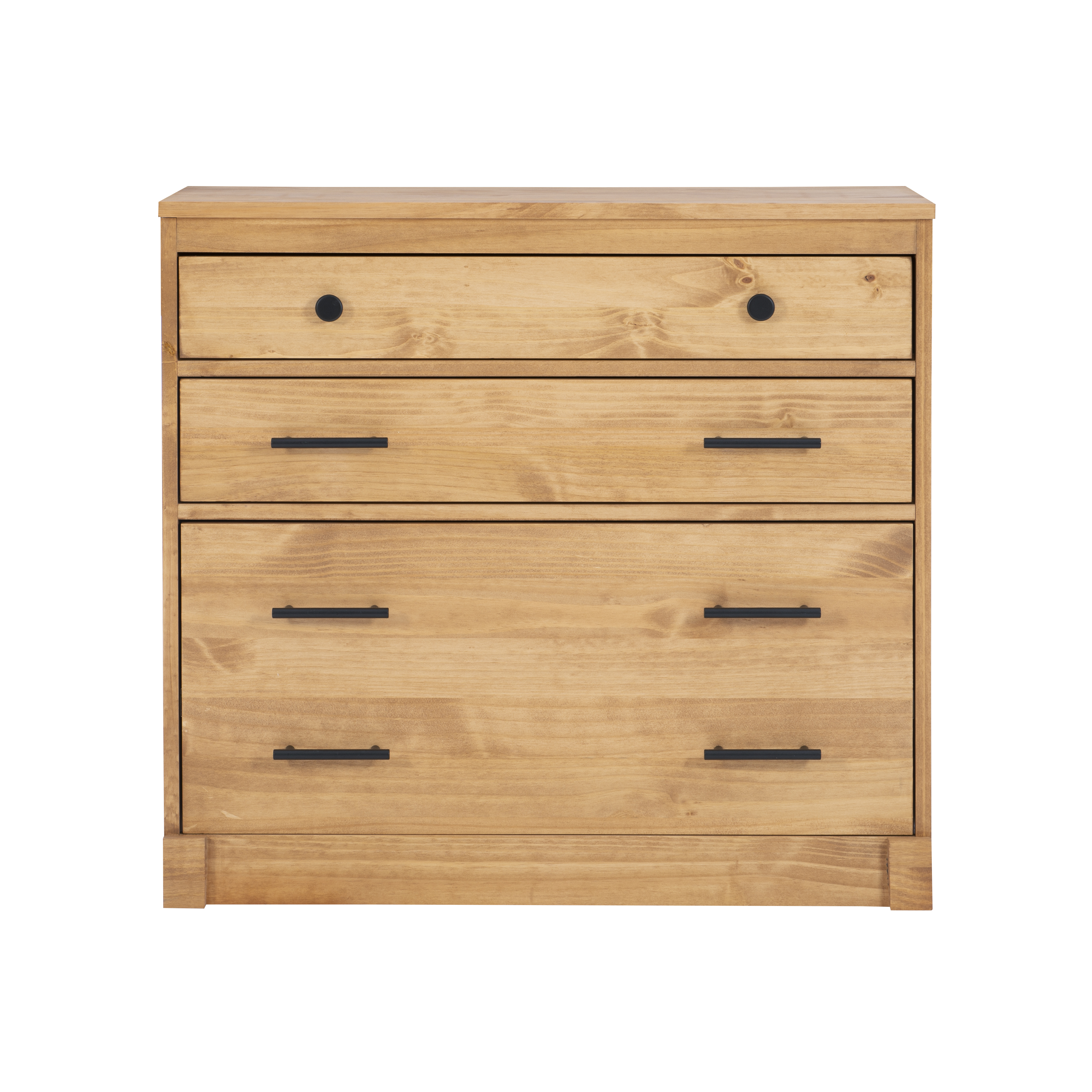 Linon Vikki 3-Drawer Bookcase Chest, Rustic Honey