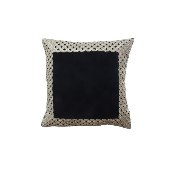 Set of 5 Black Velvet Cushion Cover with Golden trim