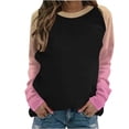thumbnail image 4 of Women's Casual Color Block Sweatshirts Crewneck Loose Fit Gradient Solid Print Pullover Top Fall Long Sleeve Workout Sweatshirts, 4 of 5