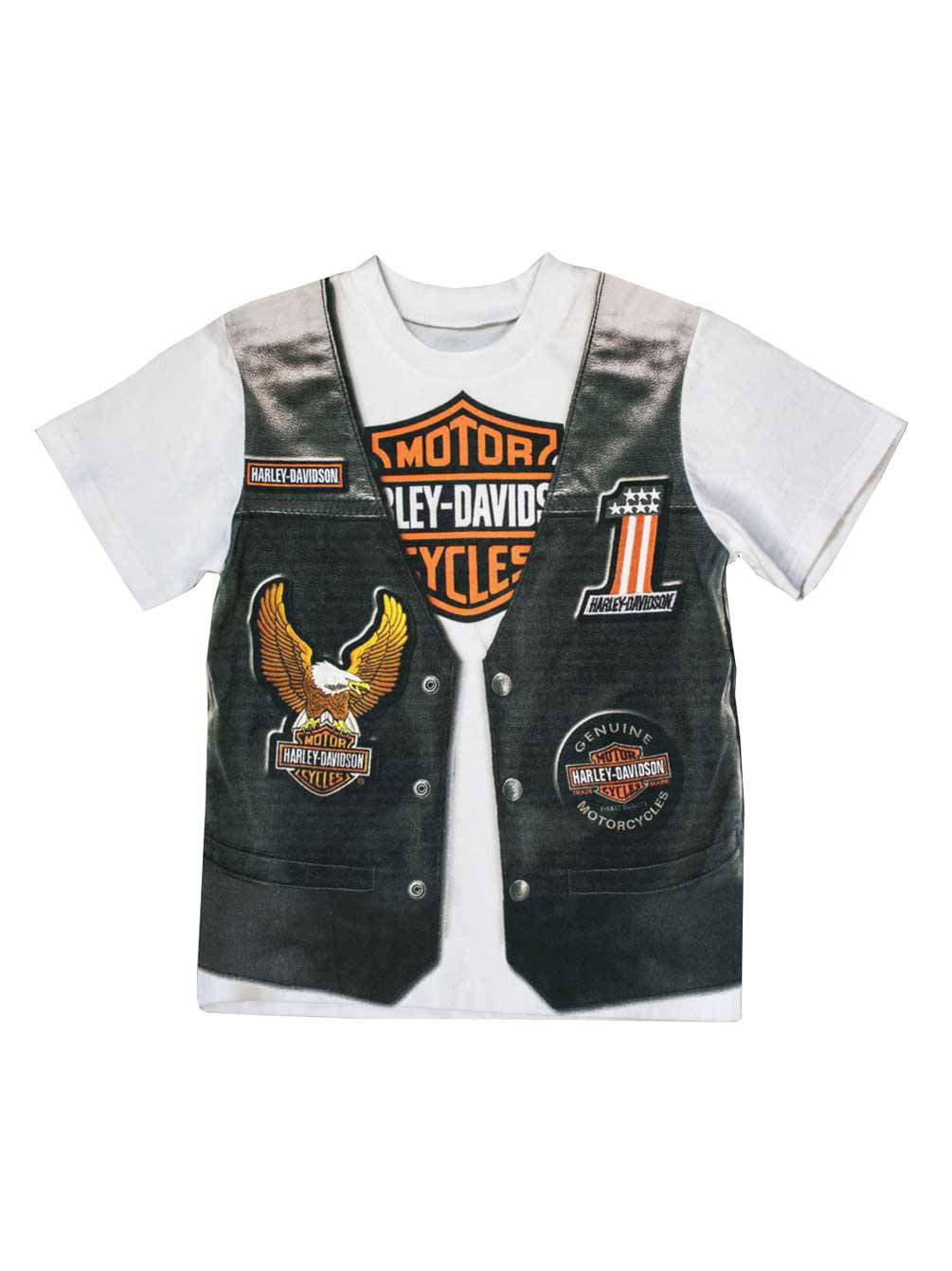 Harley-Davidson Shirt Biker Short Sleeves Kids  Black/Gray/Orange 5-7 Years Old 