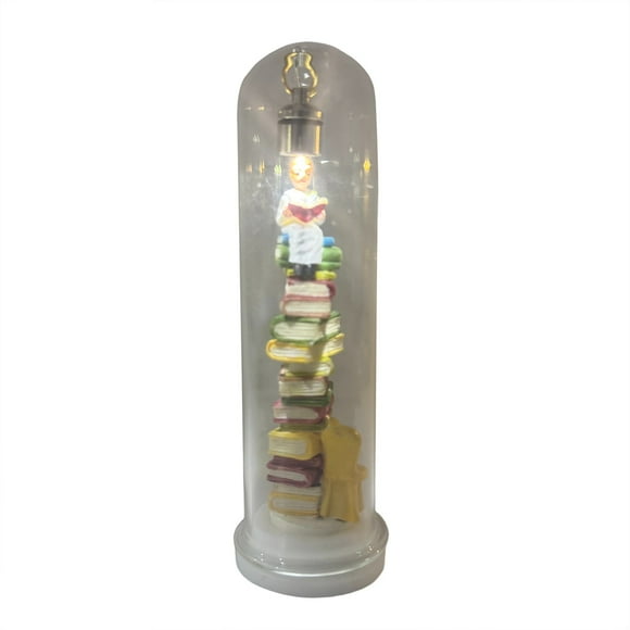 Reading Lamp, Book Lover Gift, Literary Night Light Sculpture with LED and Mini Books, Home Office Decor, 1 Count