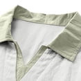 thumbnail image 4 of Mens Cotton Linen Polo Shirts Casual Short Sleeve V Neck Shirt Summer Beach Hippie Tshirt Shirt for Men Big and Tall Size M-3XL White, 4 of 8