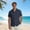 Navy Linen Beach Shirts, variant on JOANKDMI Linen Beach Shirts for Men Short Sleeve Button Up Casual Summer Tops Breathable Cuban Collar Holiday Vacation Shirts with Pocket Relaxed Fit, S-3XL