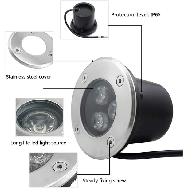 Foco empotrable led para exterior 2 PACK 3W IP65 Foco empotrable led Terraza redonda 270 Lumen Lámpara de iluminación de jardín exterior, para Garden Path Yard Garage, AC85-265V Blanco cálido LingWen 8390606998361