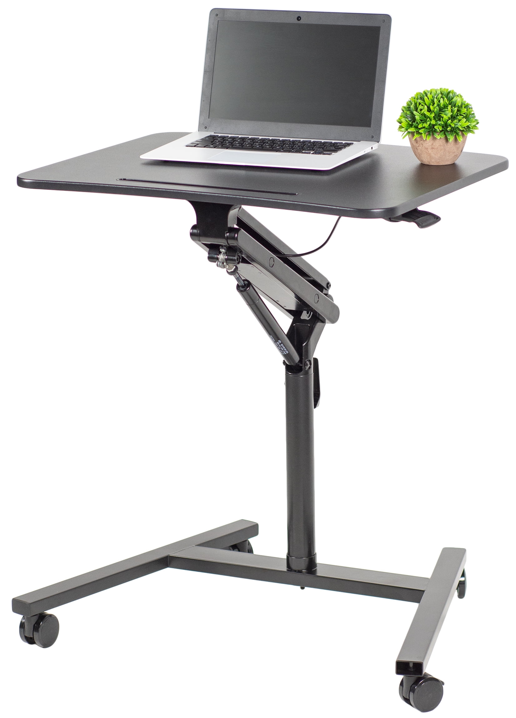 Sit-Stand Laptop Desk VIVO White 24" Pneumatic Mobile Workstation Cart 