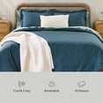 thumbnail image 4 of Better Homes & Gardens 3-Piece Teal Ocean Cotton Percale Duvet Cover Set, Full/Queen, 4 of 14